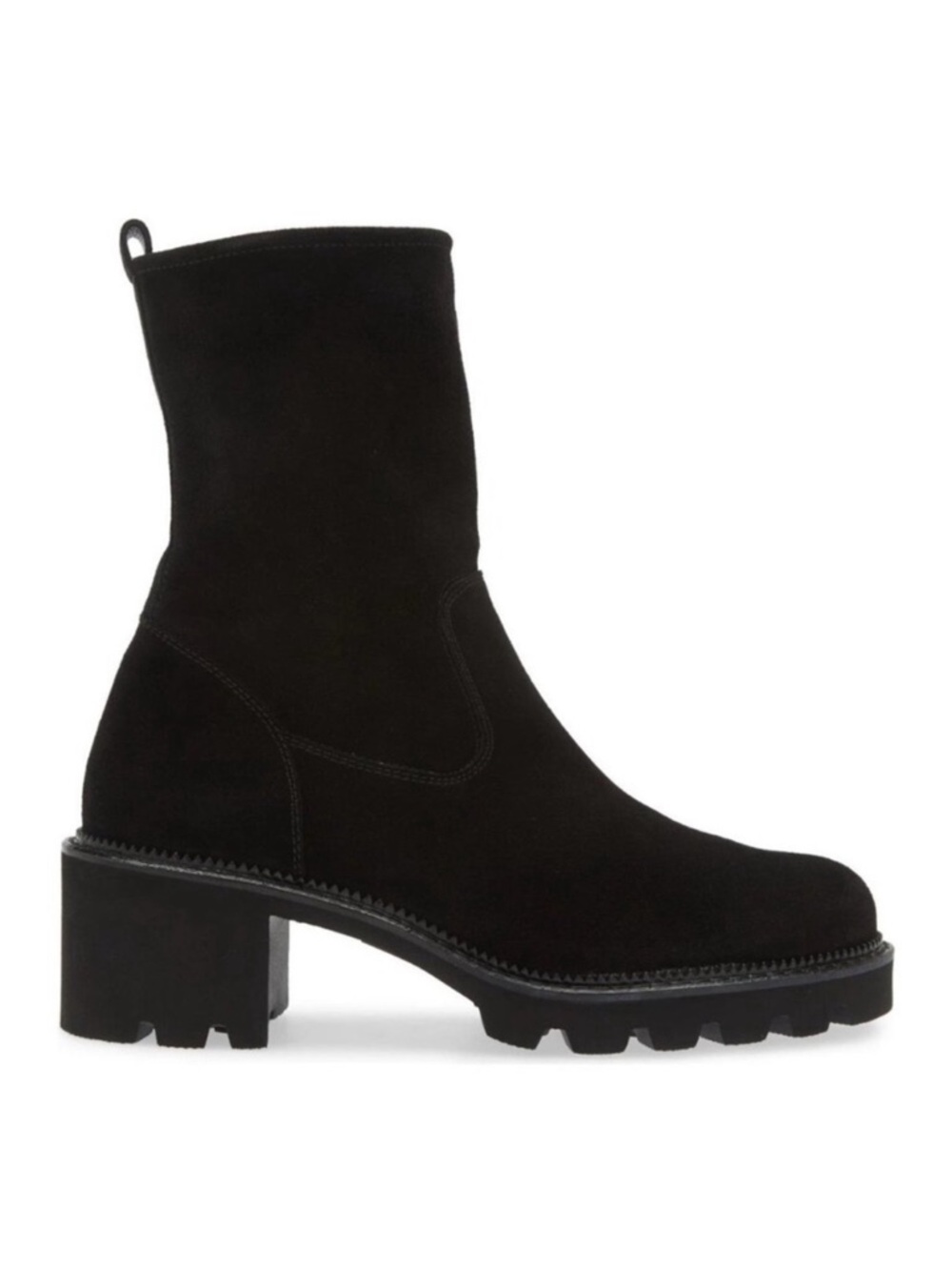 Paul Green Wanda Lug Sole Utility Boot ZIP BLACK SUEDE US 6.5